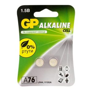 Батарейка пуговичная алкалиновая  GP A76 - 2 шт. на одном блистере