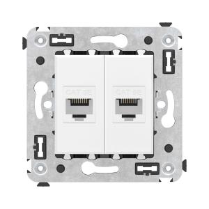 Avanti Компьютерная розетка RJ-45 без шторки в    стену, кат.5е двойная, Белое облако