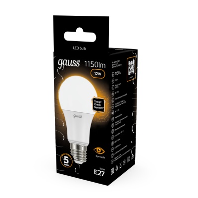 Лампа светодиодная LED 12 Вт 1150 лм 3000К А60 груша теплый E27 AC 220В Black Gauss