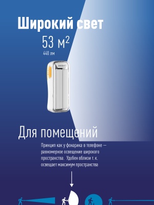 Фонарь-светильник аккумуляторный, 10W LED, аккум. 4V 2Ah3, 440Лм, 3 часа