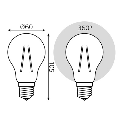 Лампа светодиодная филаментная LED 11 Вт 930 лм 4100К А60 груша нейтральный E27 AC 220В прозрачная колба Elementary