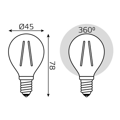 Лампа светодиодная филаментная LED 9 Вт 680 лм 2700К шар P45 теплый E14 AC 220В прозрачная колба Black Filament