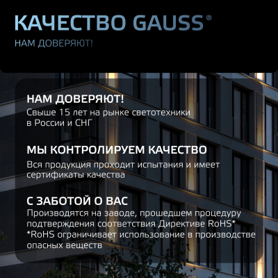 Прожектор светодиодный ДО 200 Вт 24000 лм 6500К AC 220В IP65 290х32х400мм матрированное закаленное стекло Qplus Gauss