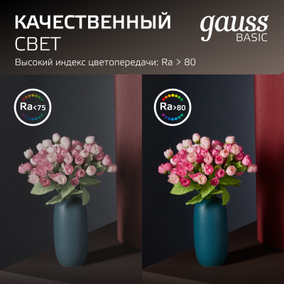 Светильник светодиодный ДВО 12 Вт 1000 лм 4000К AC 220В IP20 круг D145х26мм монт d120мм Пластик Basic Gauss