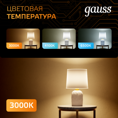 Лампа светодиодная LED 12 Вт 1150 лм 3000К А60 груша теплый E27 AC 220В Black Gauss