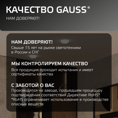 Светильник светодиодный ДВО 24 Вт 2400 лм 4000К AC 220В IP20 круг D170х27мм монт d155мм Пластик безрамочный Frameless Gauss