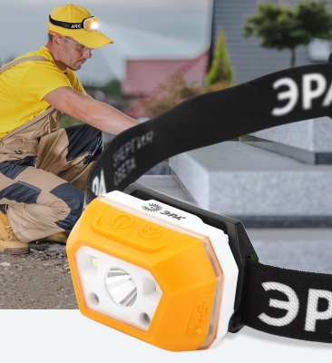 Фонарь налобный светодиодный 3Вт 400Лм IP40 SMD 4 режима аккумуляторный GA-810 желтый сенсорный micro-USB