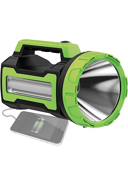 Фонарь-прожектор светодиодный аккумуляторный , LED 10вт+4вт, з/у 220/12в, usb выход