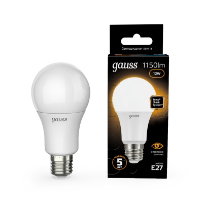 Лампа светодиодная LED 12 Вт 1150 лм 3000К А60 груша теплый E27 AC 220В Black Gauss