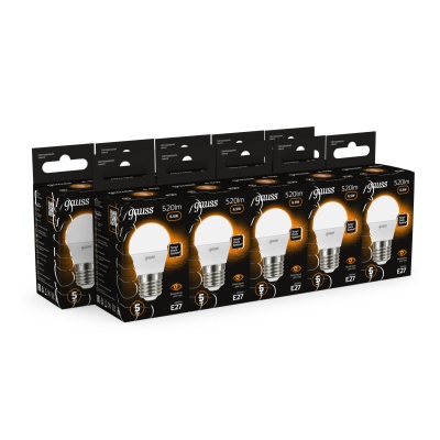 Лампа светодиодная LED 6.5 Вт 520 лм 3000К шар P45 теплый E27 AC 220В Black Gauss